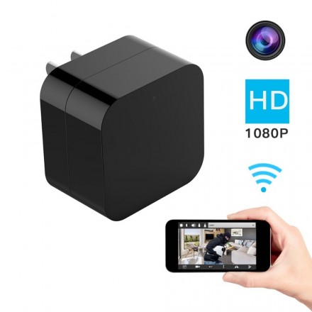 Camera Spion NightVision Full HD1080P WiFi Invizibila Integrata in Incarcator USB 220V  - Monitorizare in Timp Real prin Telefon sau PC [C4]